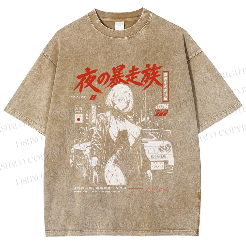 Unisex Osaka JDM Girl Printed Washed Tee