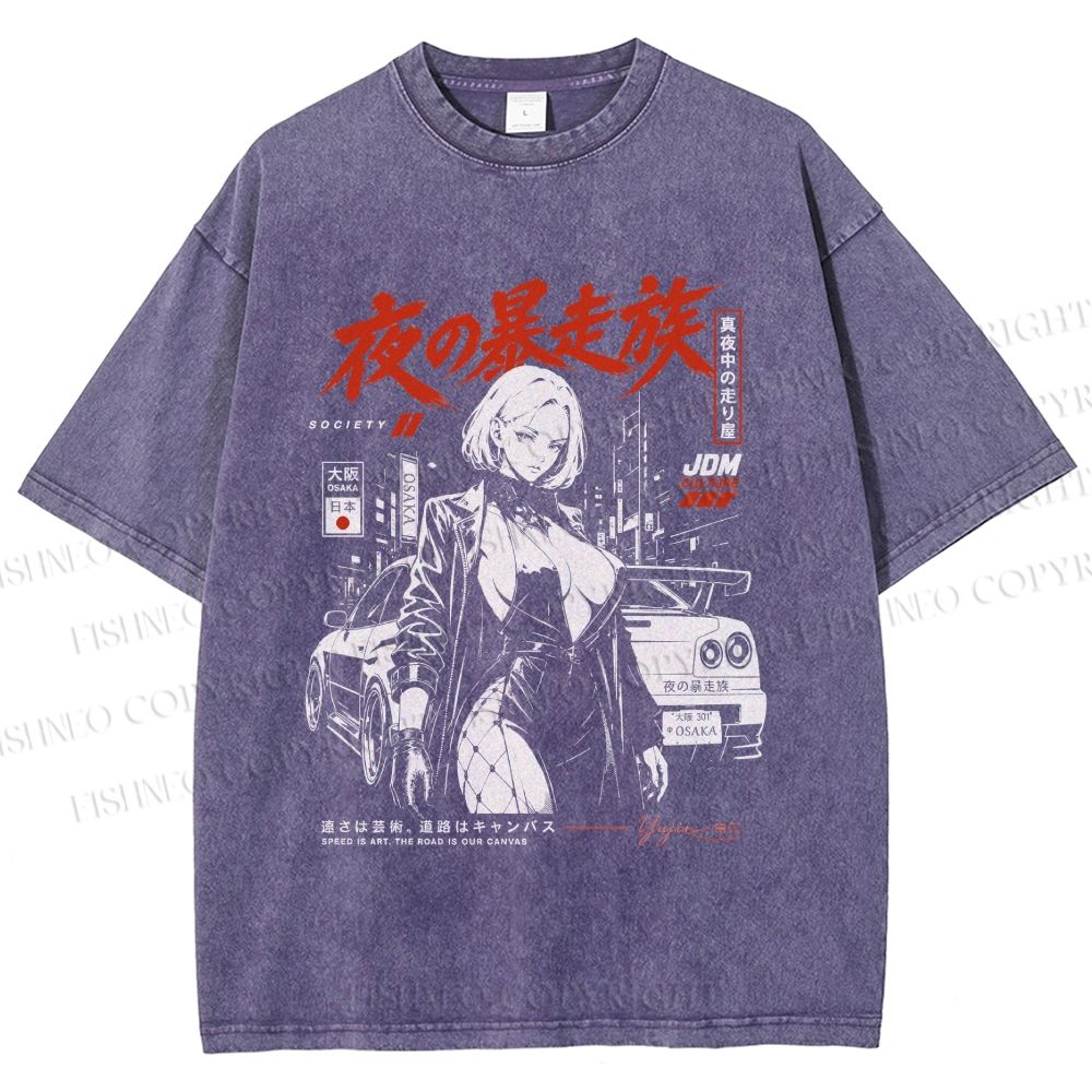 Unisex Osaka JDM Girl Printed Washed Tee