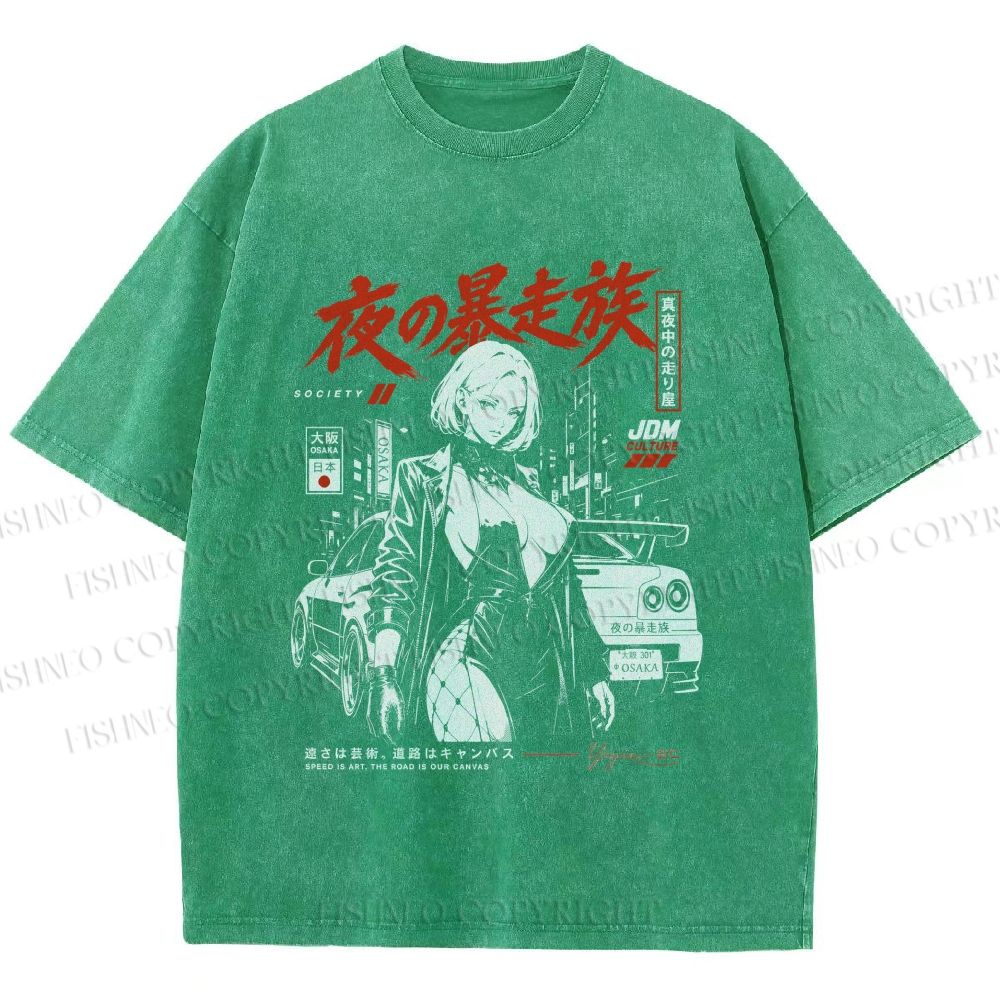 Unisex Osaka JDM Girl Printed Washed Tee