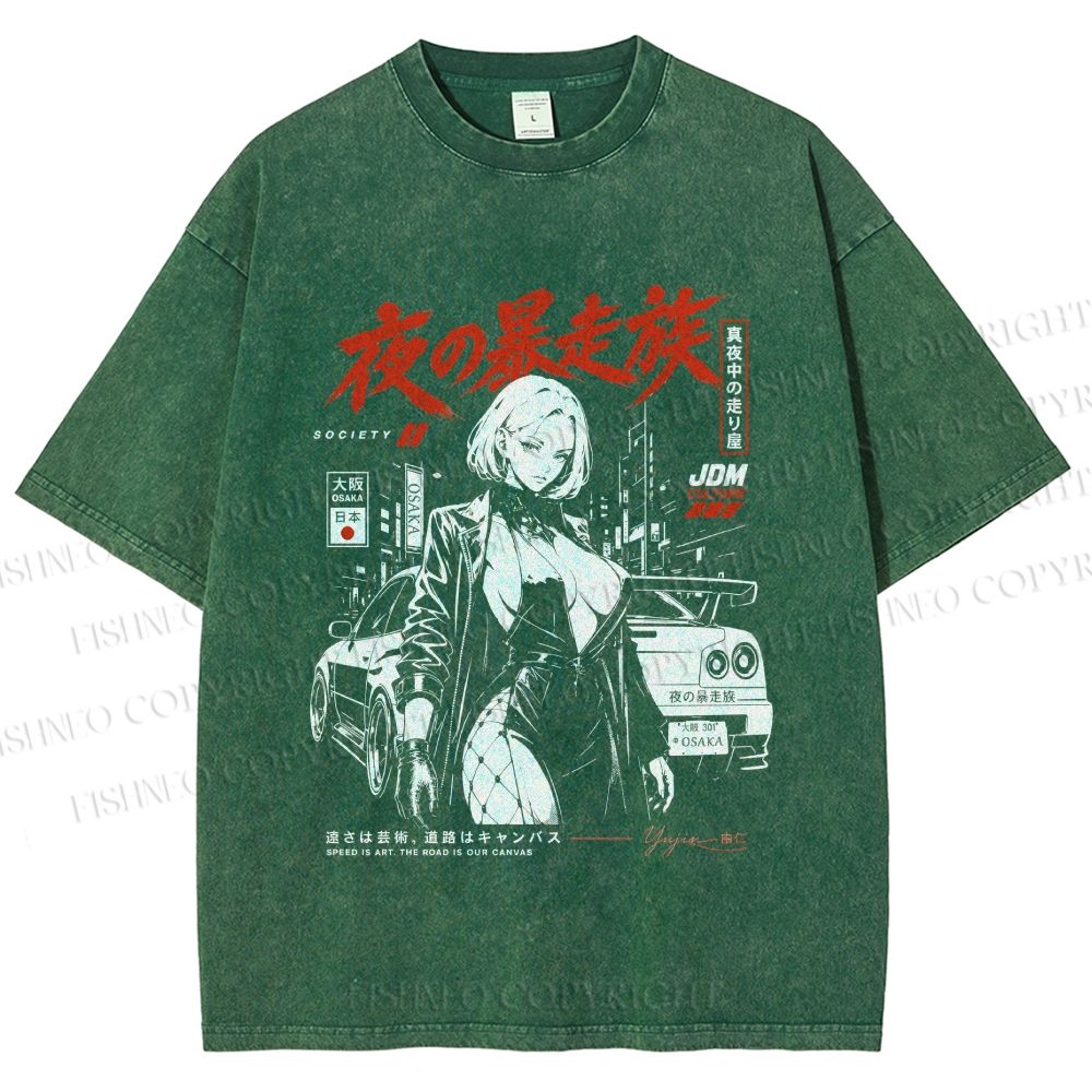 Unisex Osaka JDM Girl Printed Washed Tee