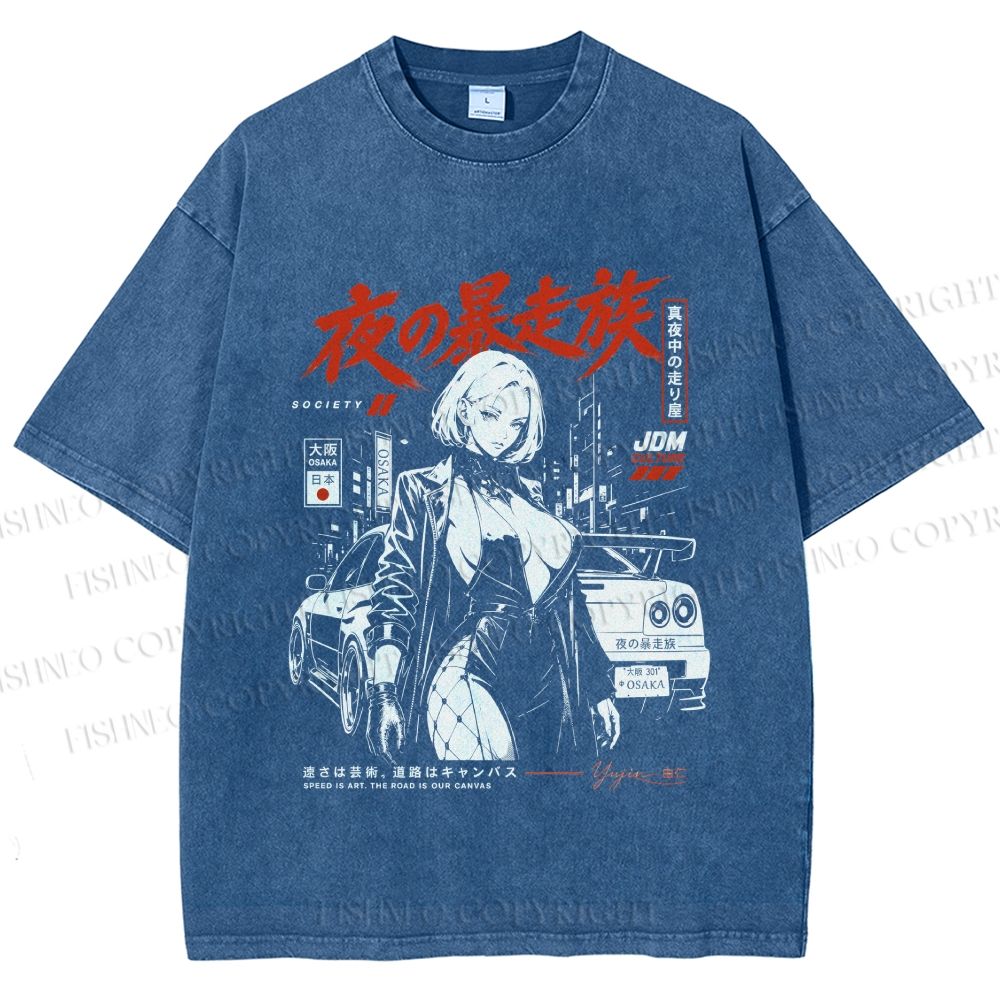 Unisex Osaka JDM Girl Printed Washed Tee