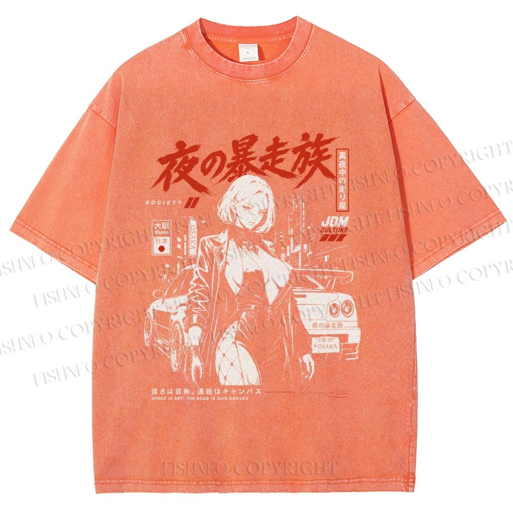 Unisex Osaka JDM Girl Printed Washed Tee