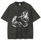 Unisex Divine Feline Heavenly Encounter Printed Washed Tee
