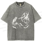 Unisex Divine Feline Heavenly Encounter Printed Washed Tee