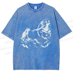 Unisex Divine Feline Heavenly Encounter Printed Washed Tee