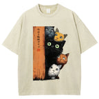 Five Cats Are Watching You Vintage Washed T-shirt