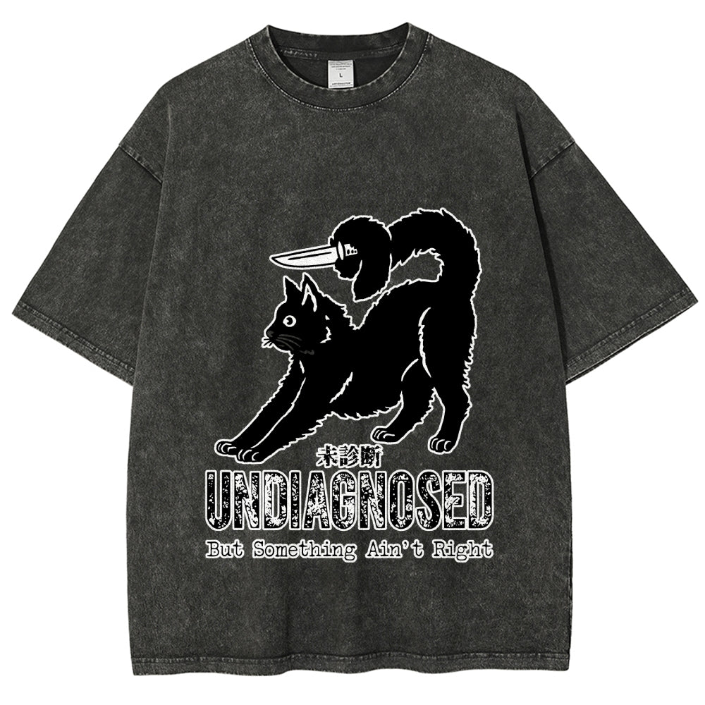 Undiagnosed Cat Funny Meme Vintage Washed T-shirt