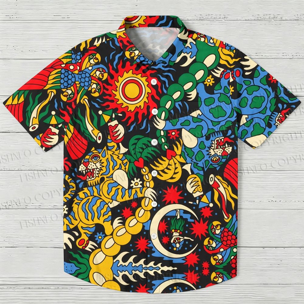 Mythical Tiger Printed Hawaiian Shirt