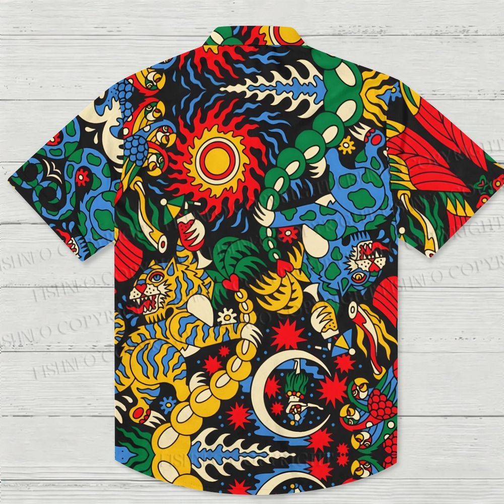 Mythical Tiger Printed Hawaiian Shirt