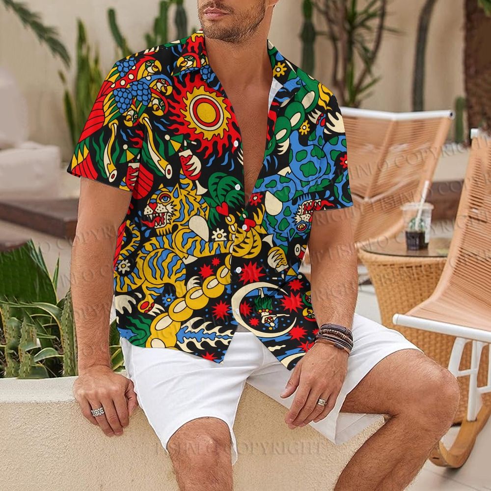 Mythical Tiger Printed Hawaiian Shirt