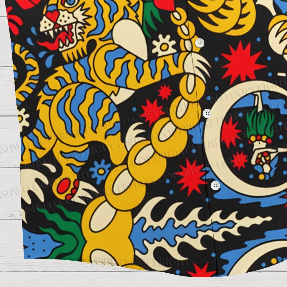 Mythical Tiger Printed Hawaiian Shirt