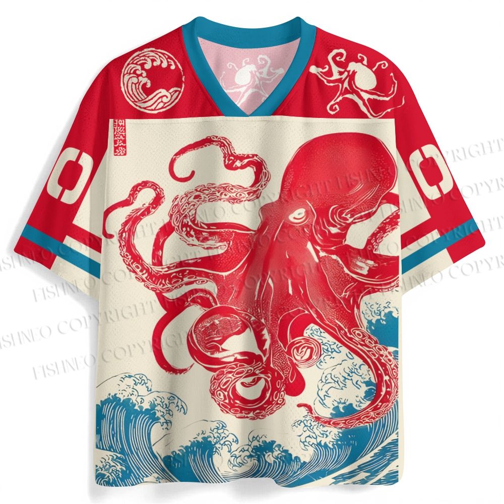 Octopus in Wave Japanese Ukiyo-e Jersey Shirts