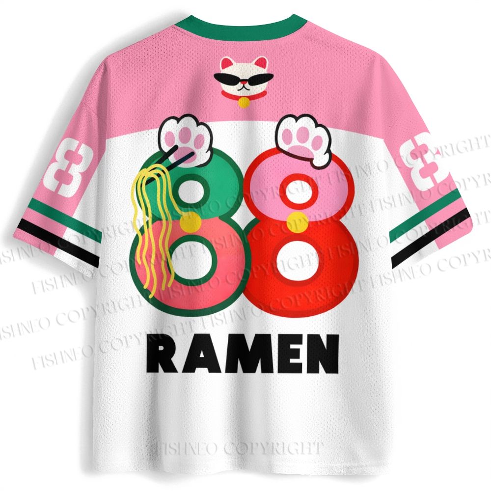 Japanese Fortune Ramen Cat Jersey Shirts