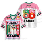 Japanese Fortune Ramen Cat Jersey Shirts