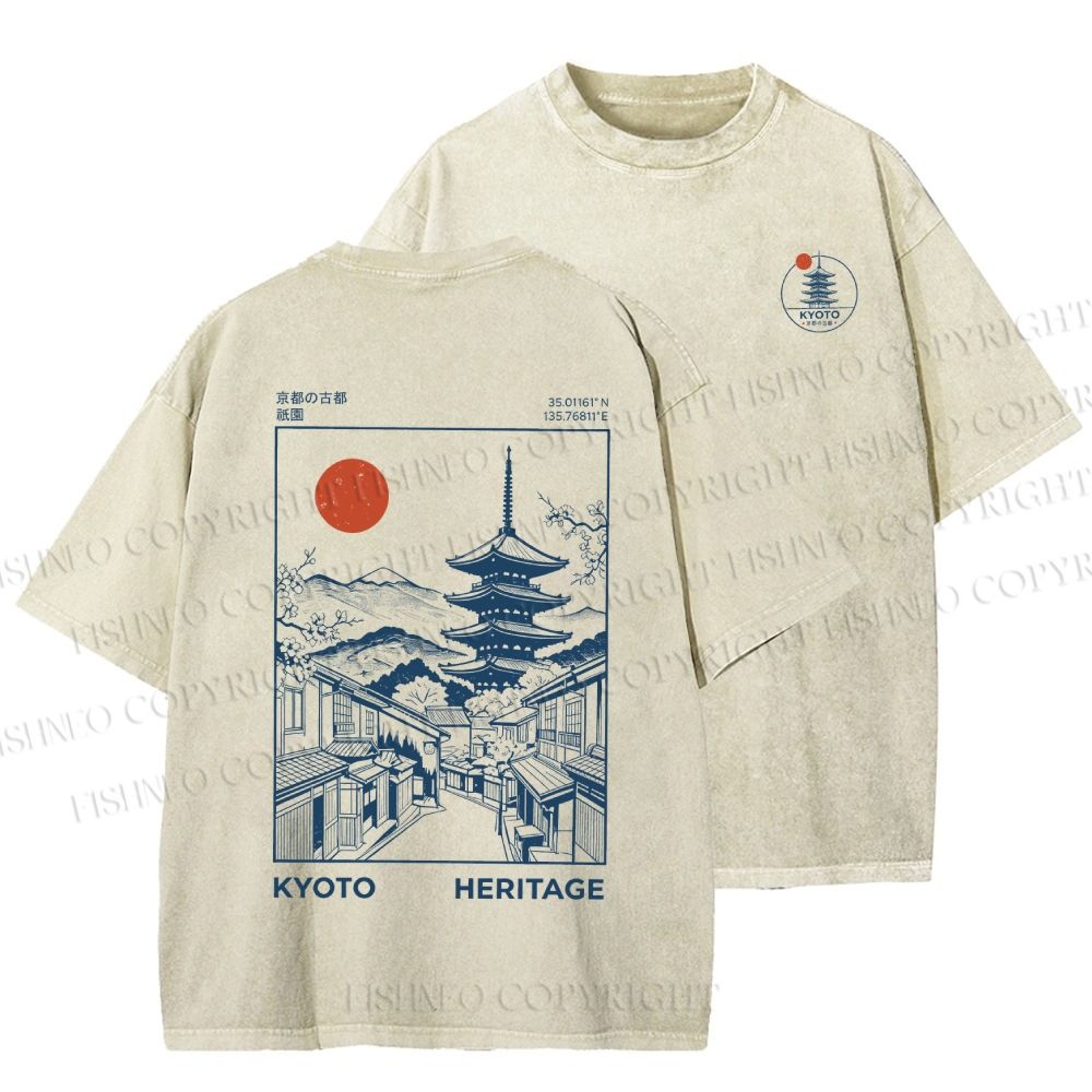 Unisex Kyoto Printed Washed Tee