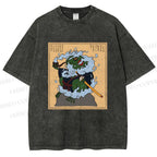 Unisex Japanese Samurai Ninja Frog Printed Washed Tee
