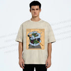 Unisex Japanese Samurai Ninja Frog Printed Washed Tee