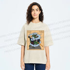 Unisex Japanese Samurai Ninja Frog Printed Washed Tee