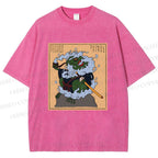 Unisex Japanese Samurai Ninja Frog Printed Washed Tee