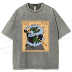 Unisex Japanese Samurai Ninja Frog Printed Washed Tee