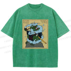 Unisex Japanese Samurai Ninja Frog Printed Washed Tee