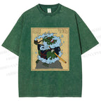 Unisex Japanese Samurai Ninja Frog Printed Washed Tee