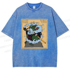 Unisex Japanese Samurai Ninja Frog Printed Washed Tee