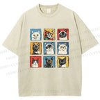 Unisex Cats Printed Washed Tee