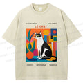 Unisex Le Chat Printed Washed Tee