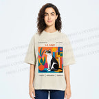 Unisex Le Chat Printed Washed Tee