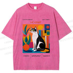 Unisex Le Chat Printed Washed Tee