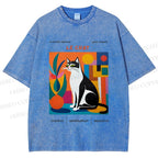 Unisex Le Chat Printed Washed Tee