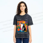 Unisex Le Chat Printed Washed Tee