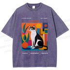 Unisex Le Chat Printed Washed Tee