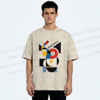 Unisex Bauhaus Geometric Printed Washed Tee