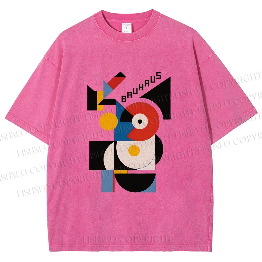 Unisex Bauhaus Geometric Printed Washed Tee