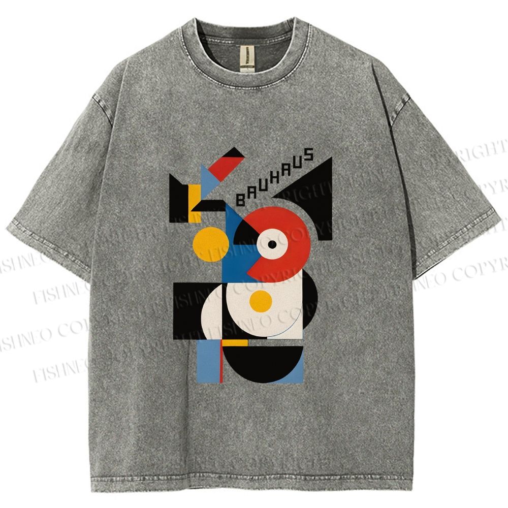 Unisex Bauhaus Geometric Printed Washed Tee