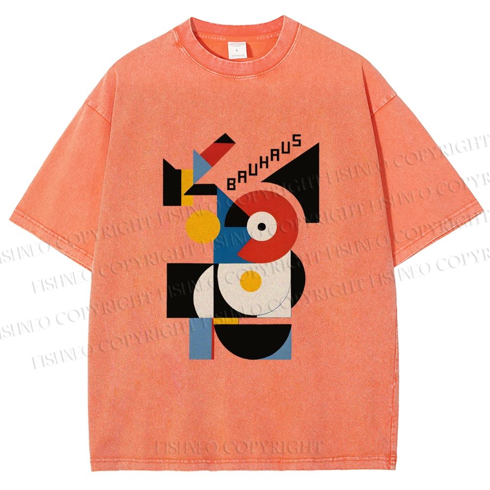 Unisex Bauhaus Geometric Printed Washed Tee