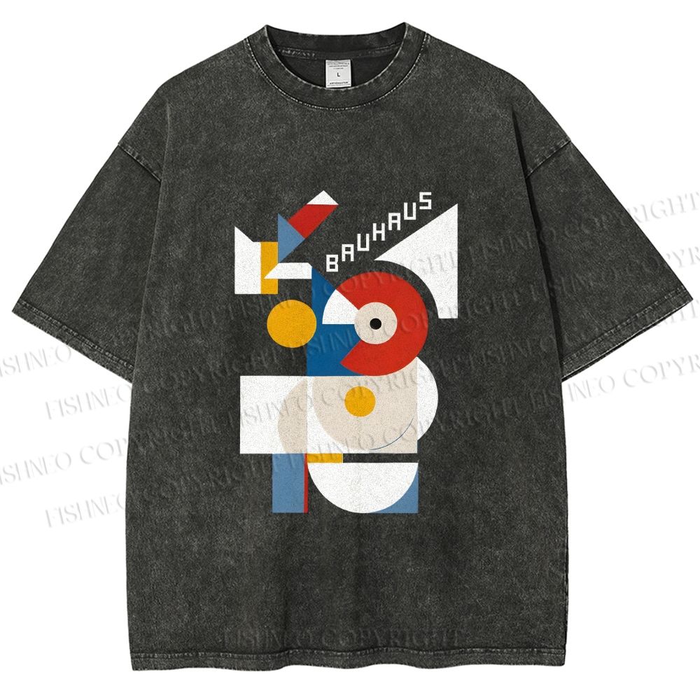 Unisex Bauhaus Geometric Printed Washed Tee
