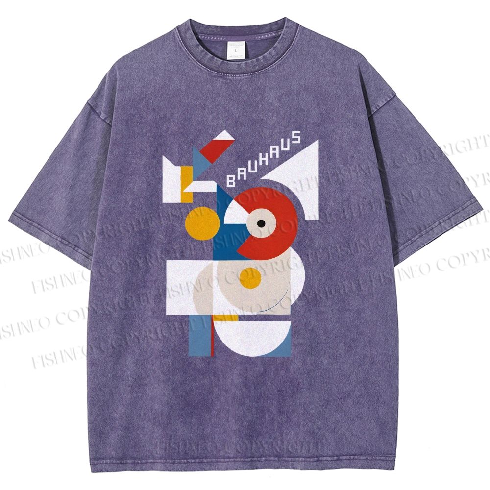 Unisex Bauhaus Geometric Printed Washed Tee