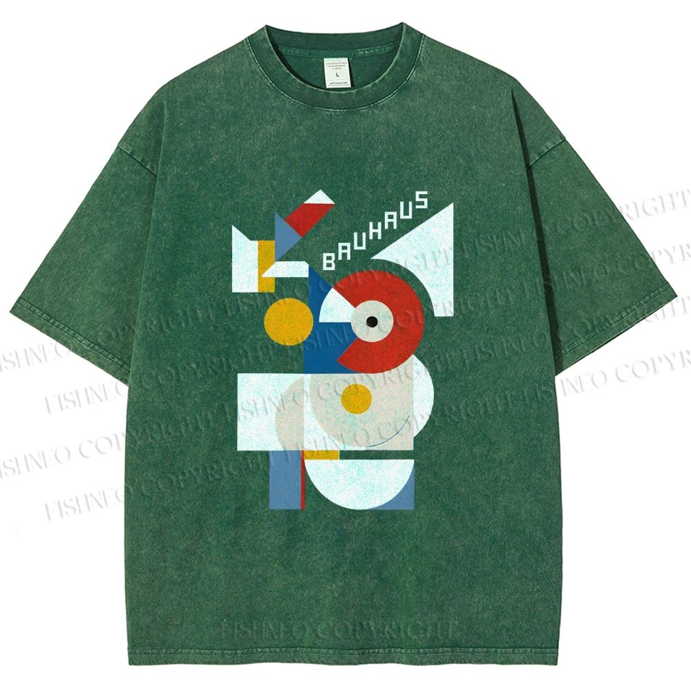 Unisex Bauhaus Geometric Printed Washed Tee