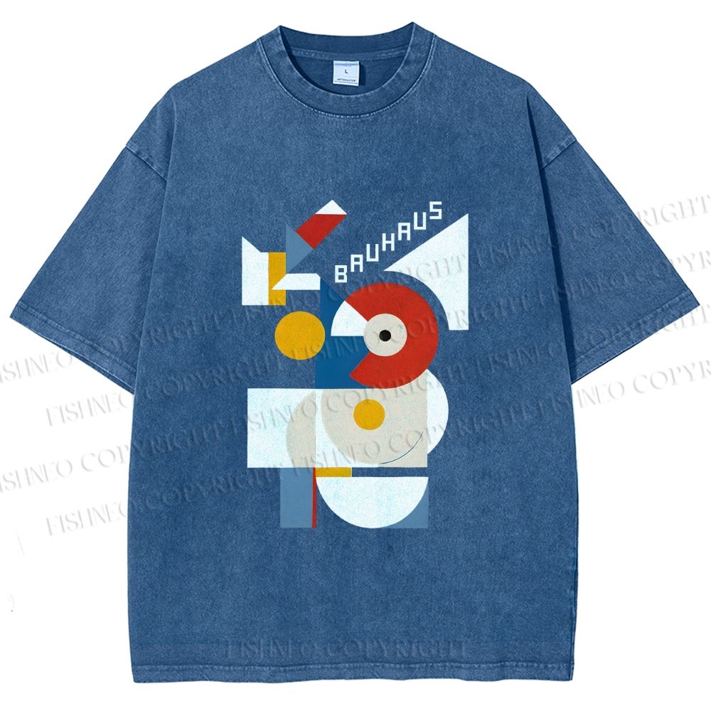 Unisex Bauhaus Geometric Printed Washed Tee