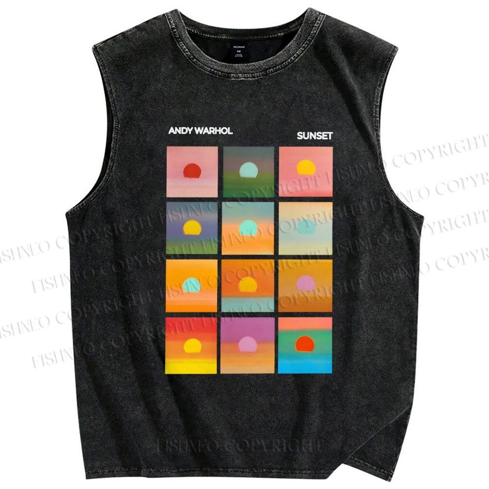 Unisex Andy Warhol Sunset Printed Washed Tank Top