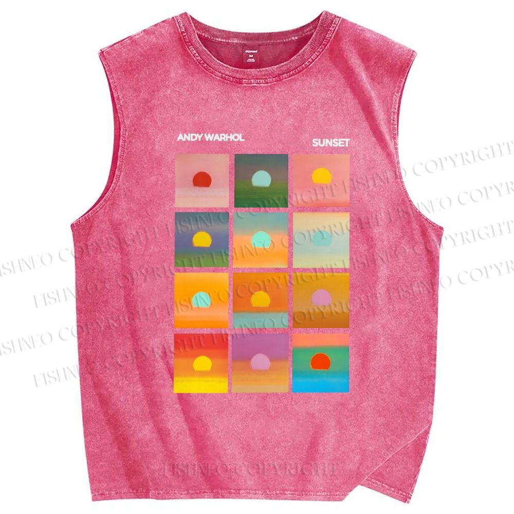 Unisex Andy Warhol Sunset Printed Washed Tank Top
