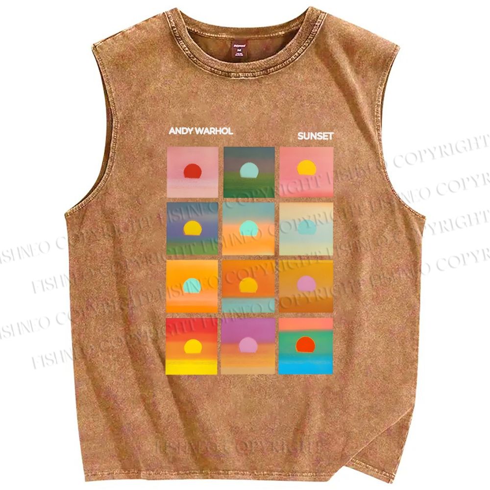 Unisex Andy Warhol Sunset Printed Washed Tank Top