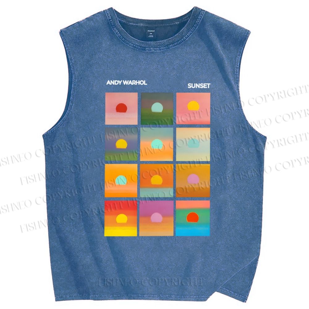 Unisex Andy Warhol Sunset Printed Washed Tank Top