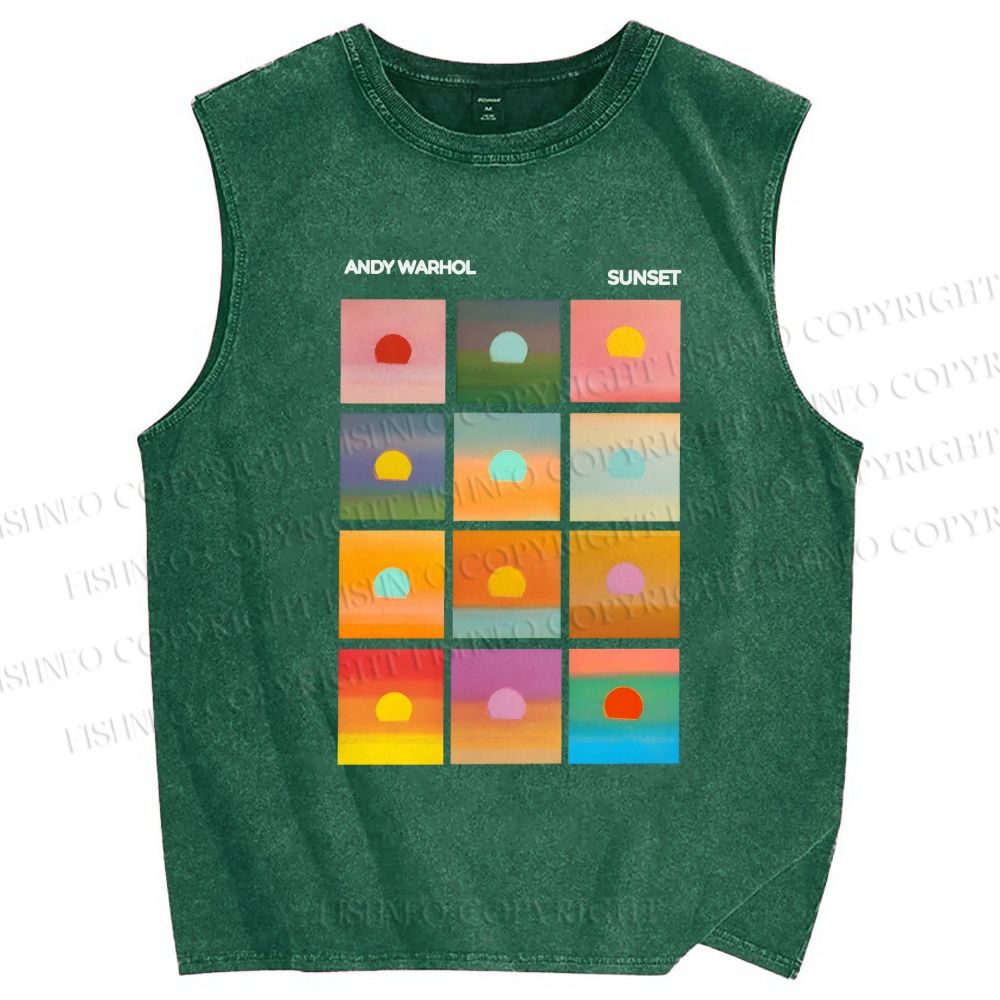 Unisex Andy Warhol Sunset Printed Washed Tank Top