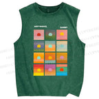 Unisex Andy Warhol Sunset Printed Washed Tank Top
