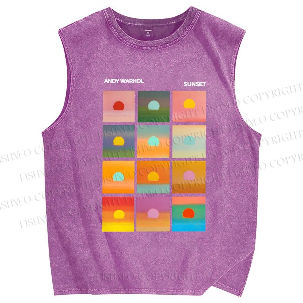 Unisex Andy Warhol Sunset Printed Washed Tank Top