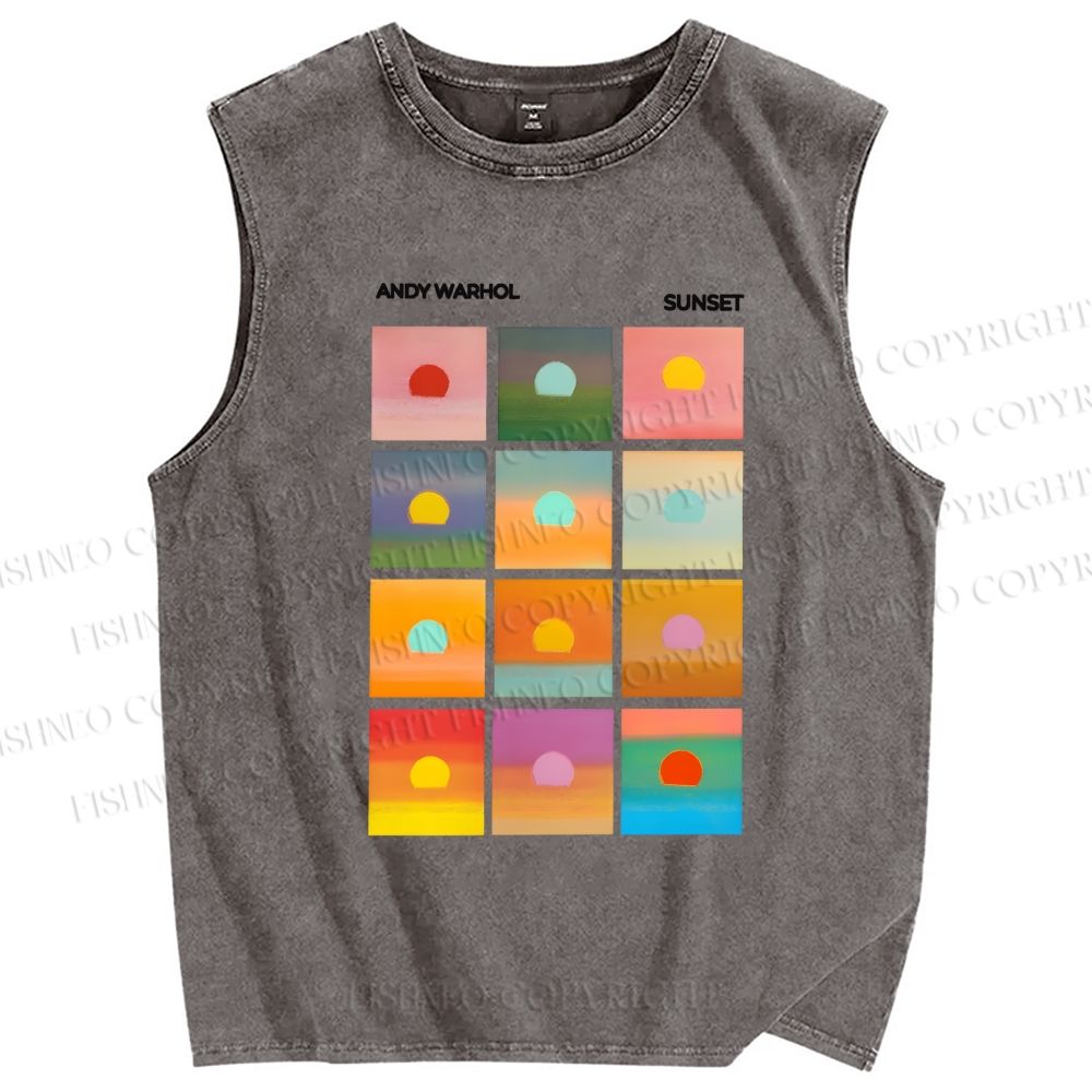Unisex Andy Warhol Sunset Printed Washed Tank Top